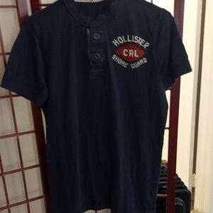 Vintage Hollister 22 Surf Navy Blue Embrodered Polo T Shirt Sz M